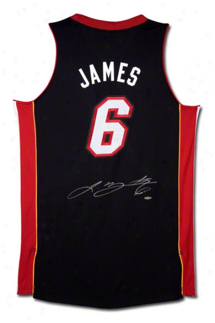 Lebron James Miami Heat Autographed Authentic Reebok Black Away Jerssy