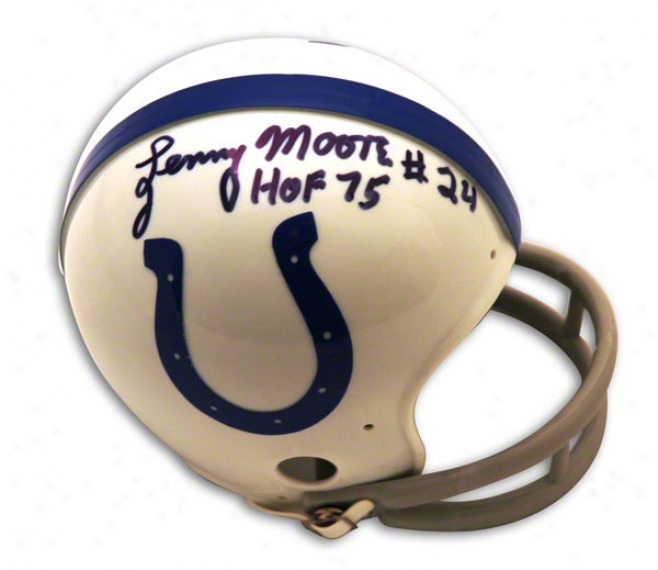 Lenny Moore Autographed Baltimore Colts Mini Helmet Inscribed Hof 75