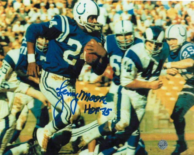 Lenny Moore Baltimore Colts Autographed 8x10 Photo Vs Rams Inscribed Hof 75