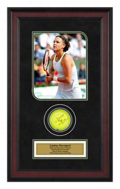 Lindsay Davenport 2005 French Open Framed Autographed Tennis Ball With Photo