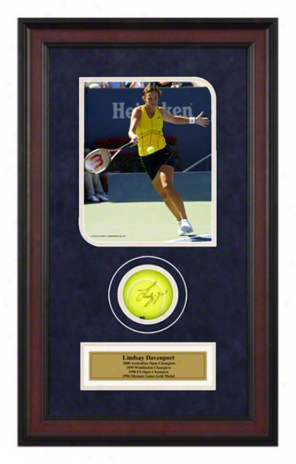 Lindsay Davenport Us Open Framed Autographed Tennis Ball With Photo