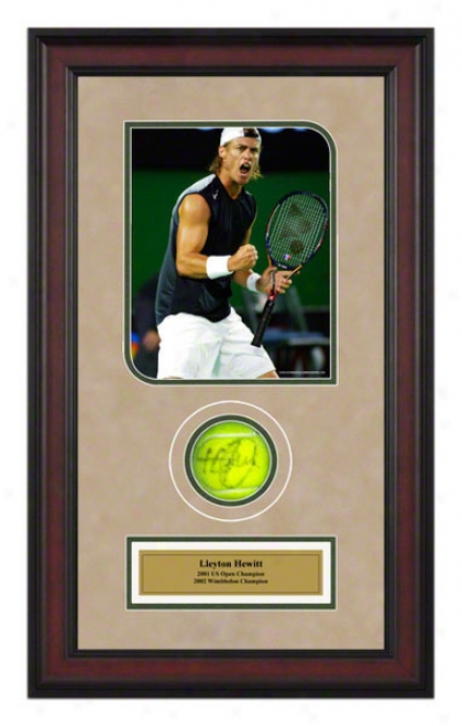 Lleyton Hewitt Australian Open Frame Autographed Tennis Ball With Photo