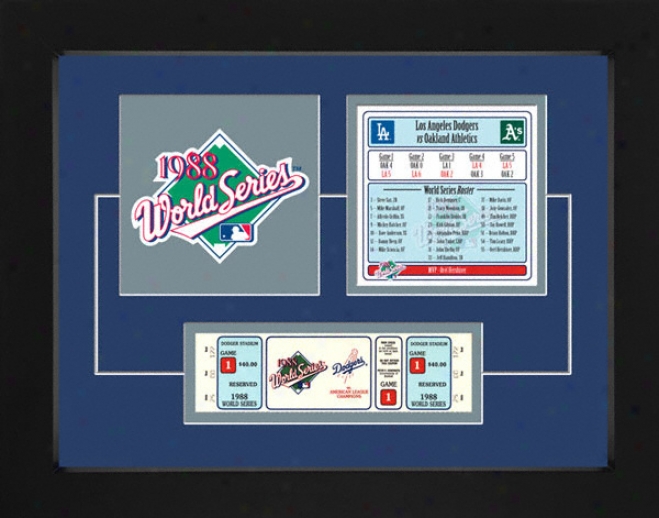 Los Angeles Dodgers 1988 World Series Replica Ticket & Patch Frame