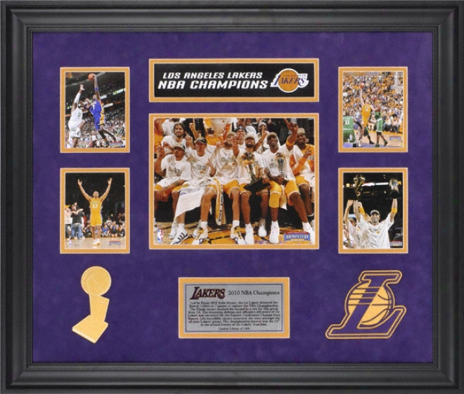 Los Angelds Lakers 2010 Nba Championship Framed 5-photograph Collage With Logo - Limited Editon Of 1000