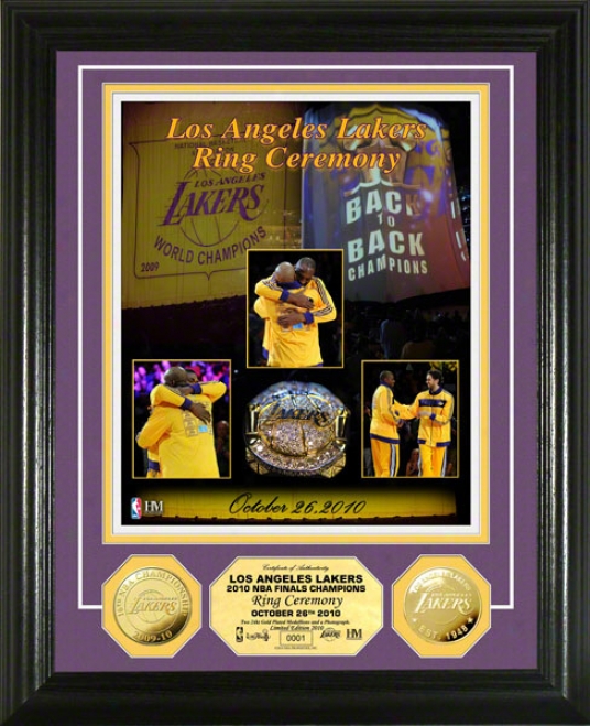 Los Angeles Lakers 2010 Ring Ceeremony 24 Kt Gold Coin Photo Mint