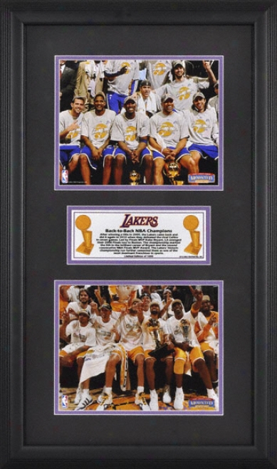 Los Angeles Lakers - Back To Back Nba Champions - Framed 8x10 Photographs With Descriptive Plate - L E Of 1000