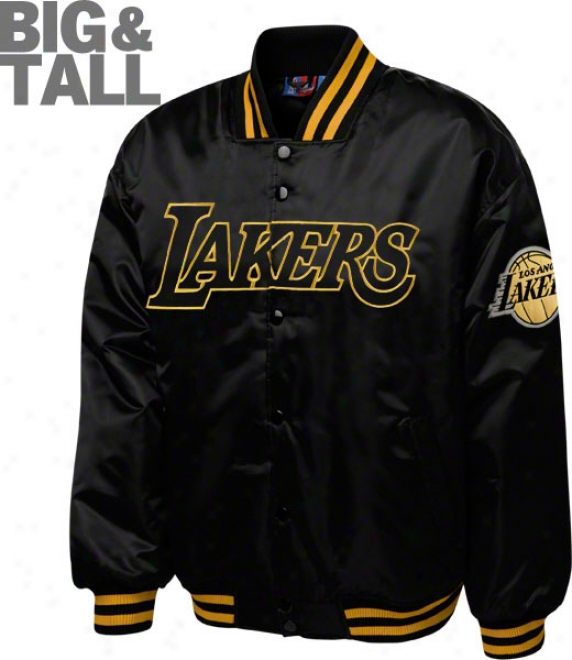 Los Angeles Lakers Big & Tall Black On Bkack Satin Jacket