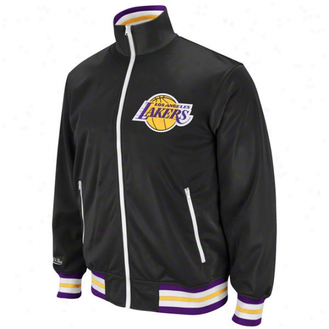 Los Angeles Lakers Black Mitchell & Ness Preseason Warmup Track Jacket