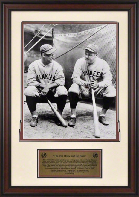 Lou Gehrig And Babe Ruth New York Yankeez Framed 16x20 Photograph With Plate