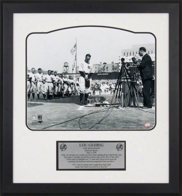 Lou Gehrig New York Yankees - Farewell Speech - Framed 16x20 Photograph With Plate