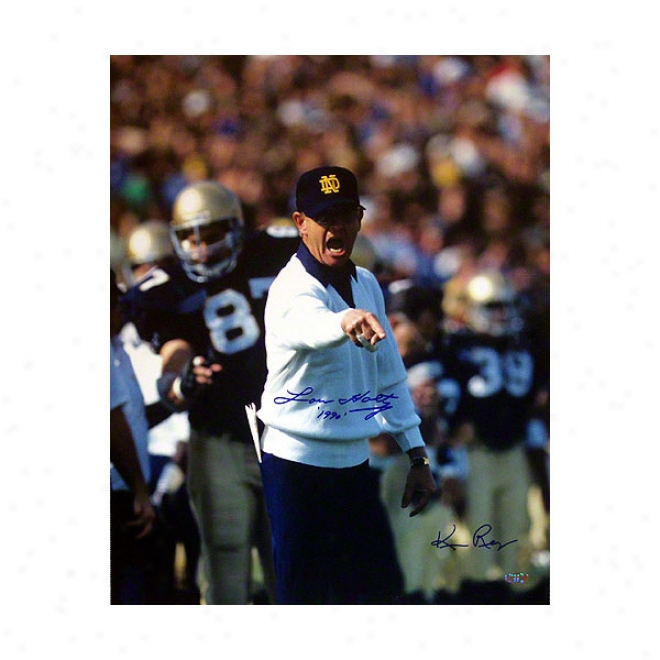 Lou Holtz Notre Dame Fighting Irish 16x20 1990 Autographed Photograph