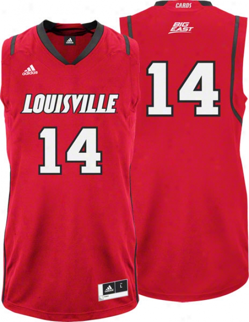 Louisville Cardinals Adidas #14 Road Red Autograph copy Basketball Jersey