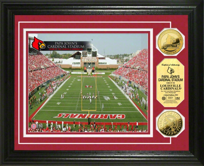 Louisville Cardinals Papa John's Cardinals Stadium 24kt Gold Coin Photo Mint