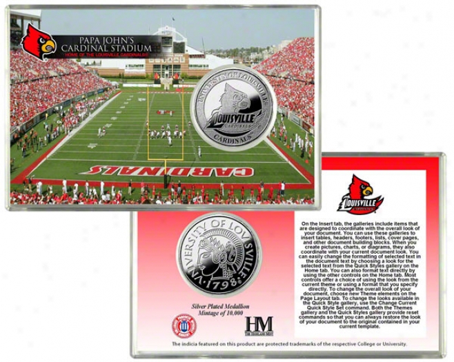 Louisville Cardinals Papa John's Cardinals Stadium Silver Coinn Card