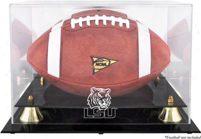 Lsu Tigers Golden Classic Logo Football Display Case W/ Mirror Back