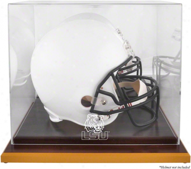 Lsu Tigers Woodbase Logo Helmet Display Case W/ Mirror Backward