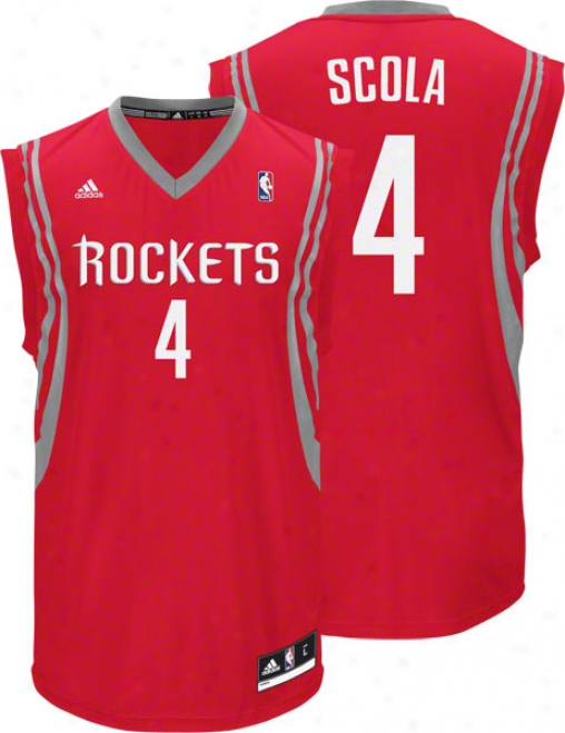 Luis Scola Jersey: Adidas Red Replica #4 Houston Rockets Jersey