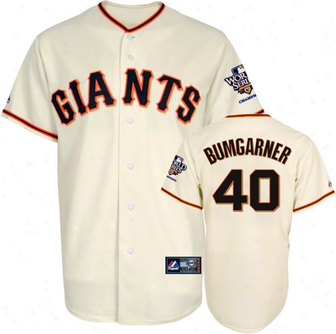 Madison Bumgarner Jersey: San Francisco Giants #40 Home Replica Jersey With 2010 World Series Champs Patch