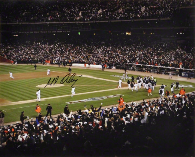 Magglio Ordonez Detroit Tigers - Alcs Walk-off Hr - Autographed Celebration 16x20 Photo