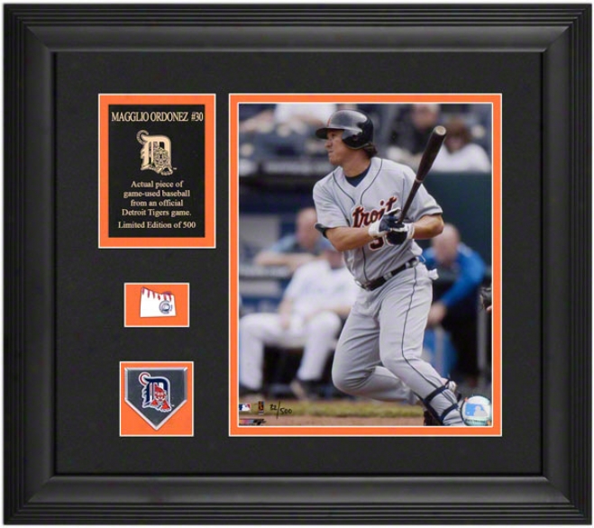 Magglio Ordonez Detroit Tigers Framed 8x10 Photograph In the opinion of Team Medallion, Courageous Used Baseball Piece And Descriptive Lamina