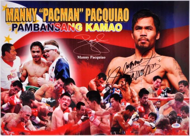 Manny Pacquiao Autographed 15x21 Photograph  Details: Fight Collage Photo