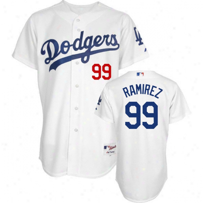 Manny Ramirez White Majestic Authentic Home On-field Los Angeles Dodgers Jersey