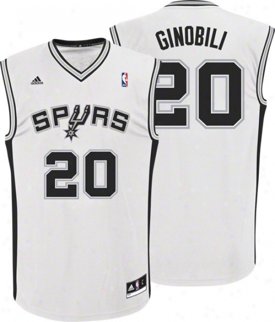 Manu Ginobili Jersey Adidas Revolution 30 White Replica #20 San Antonio Spurs Jersey