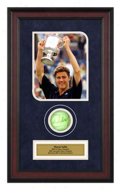 Marat Safin 2000 Us Unenclosed Framed Autographed Tennis Ball With Photo