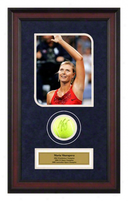 Maria Sharapova 2007 Us Open Framed Autographed Tennis Ball With Photo