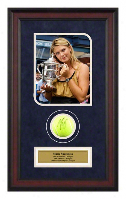 Maria Sharapova Srcond Grand Slam Win Framed Autographed Tennis Ball With Photo