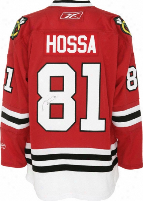 Marian Hossa Autographed Jersey  Details: Chicago Blackhawks, Red Reebok, Stanley Cup Patch