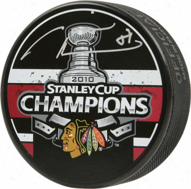 Marian Hossa Chicago Blackhawks Autographed 2010 Stanley Cup Champions Puck