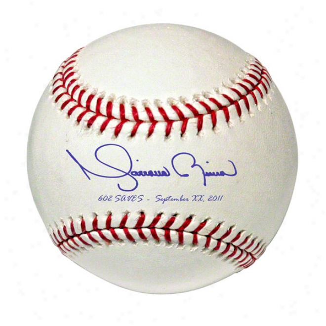 Mariano Rivera Autographed Mlb Baseball With 602 Saves And Date Inscription