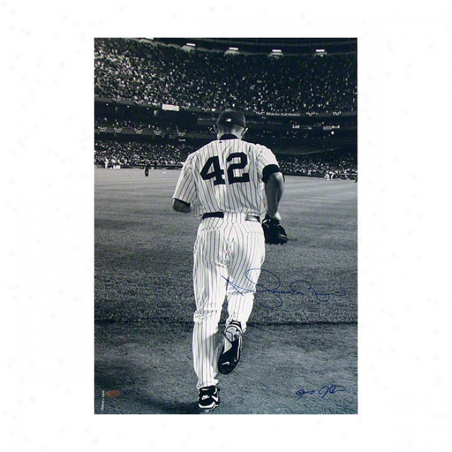 Maruano Rivera New York Yankees 16x24 Autographed Photograph 2006 Entering The Quarry- Black And White