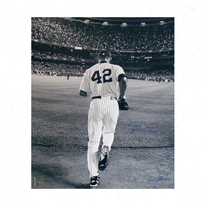 Mariano Rivera New York Yankees 20x24 Autographed With Enter Sqndman Black And White Photograph