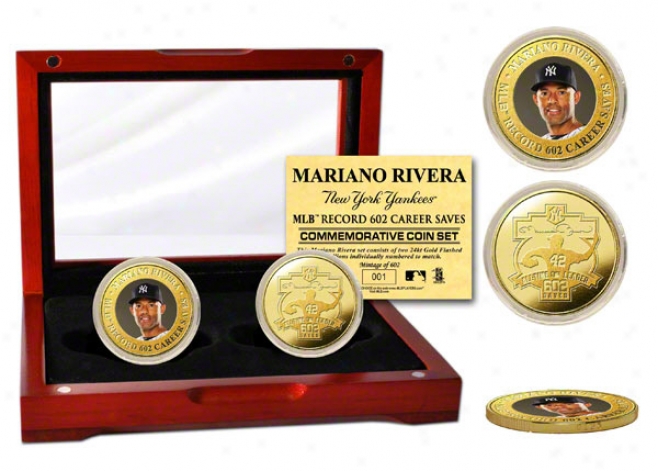 Mariano Rivera New York Ynakees All-time Saves Record 24kt Gold Coin Set