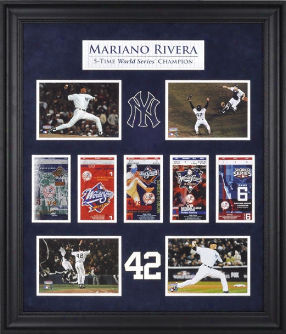 Mariano Rivera New York Yankees World Succession Champions Framed Collectoble With Five World Series Replica Tickets