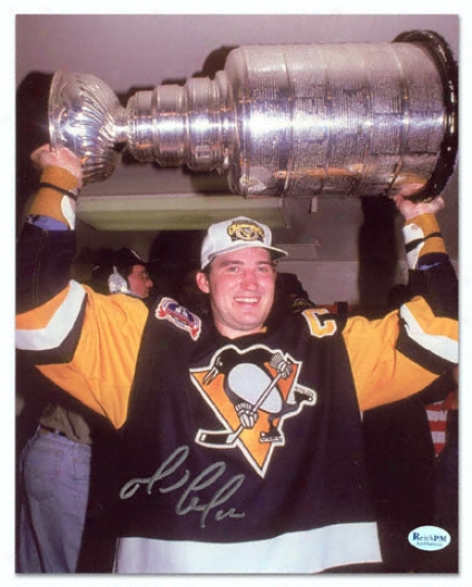 Mario Lemieux Pittsburgh Penguins - With Cup - Autographed 8x10 Photograph