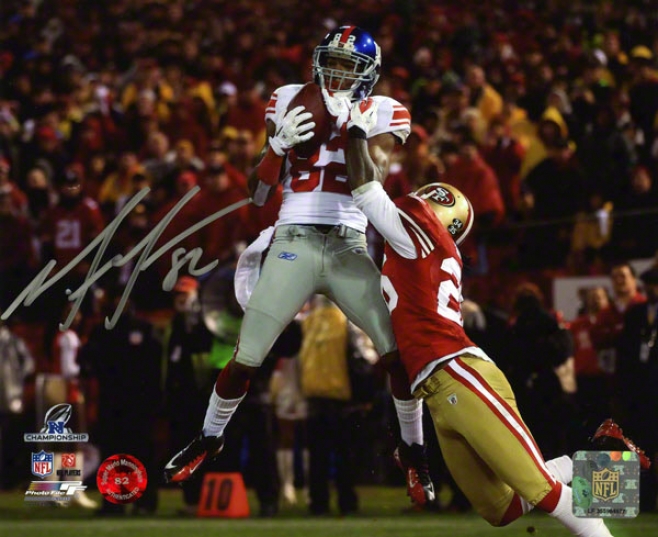 Mario Manningham Autographed 8x10 Photograph  Details: New Yor kGiants, Vs San Francisco 49ers, Touchdown