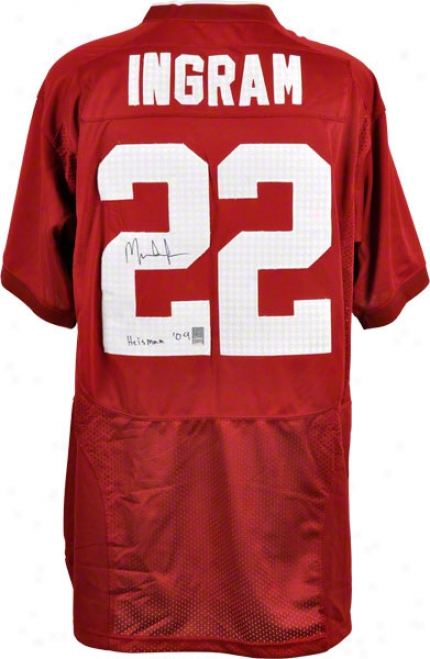 Mark Ingram Autographed Jersey  Details: Alabama Crimson Tide, Combat Crimson, Inscription &quotheisman 09&quot