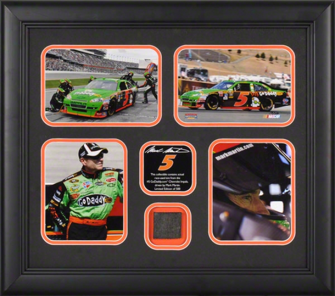 Mark Martin Framed Photograhps  Details: 4 â€␜ 4xx6 Photographs, 2010 Race Used Tire, Limited Edition Of 500