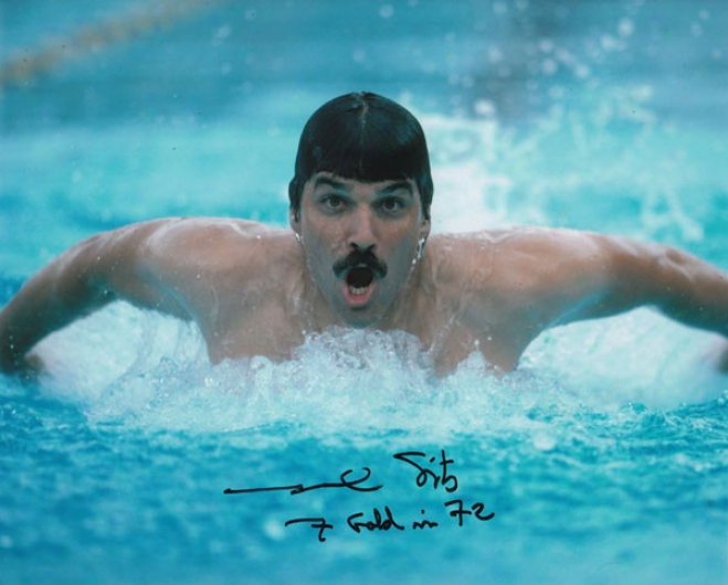 Marm Spizt Olympian -swimming - Autograpjed 8x10 Photograph With 7 Gold In 72 Inscription