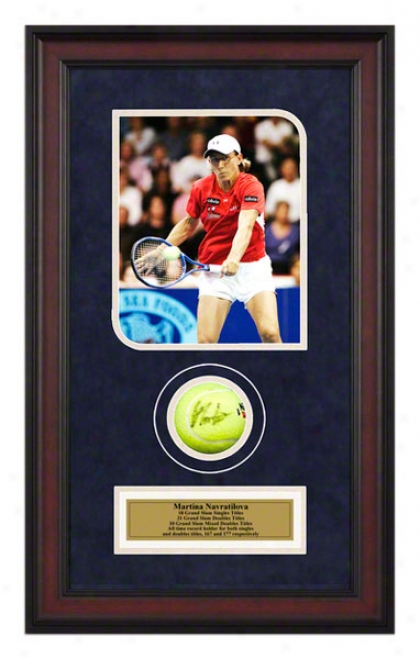 Martina Navratilova Match Framed Autographed Tennis Ball With Photo