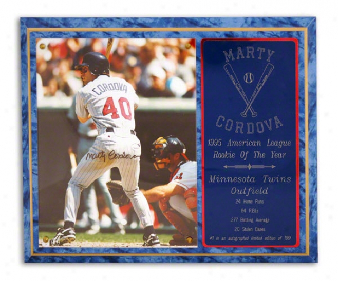 Marty Cordova Minnesota Twins 1995 Al Roy Flat plate of metal - Le Of 199