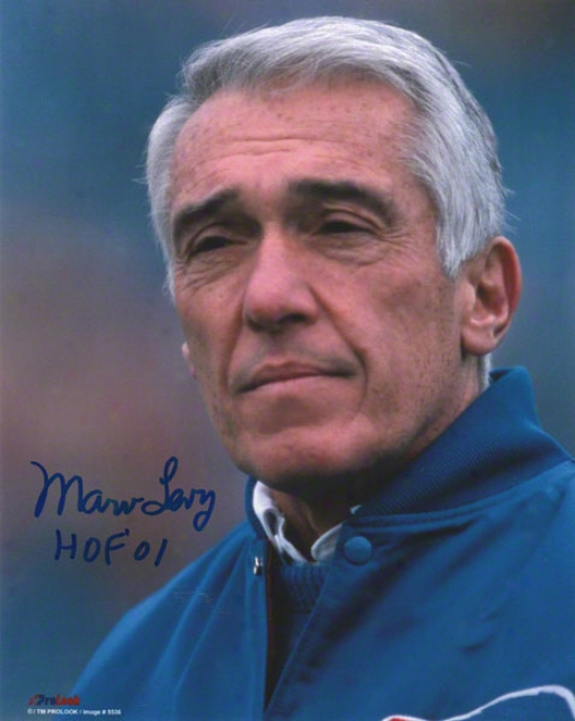 Marv Levy Buffalo Bills Autographed 8x10 Photograph With Hof 01 Inscription