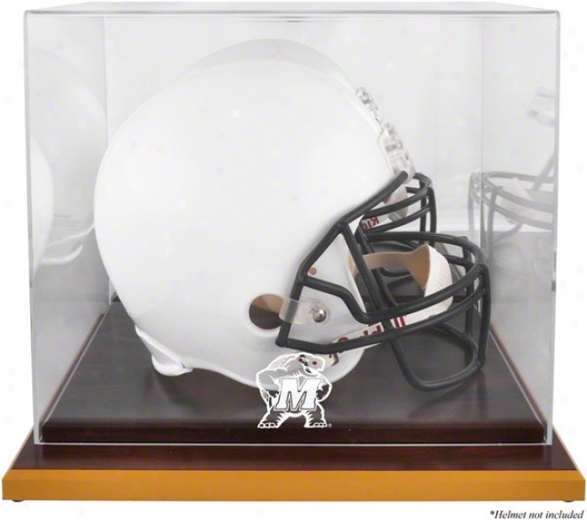 Maryland Terrapins Logo Helmet Display Case  Details: Wood Base, Mirrored Back