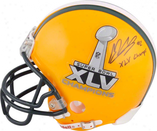 Mason Crosby Autographed Mini Helmet  Details: Half Sb Xlv Half Green Bay Packers, Sb Xlv Champs Inscription