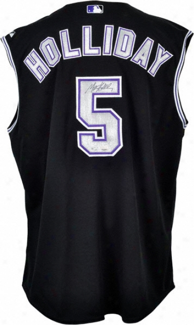 Matt Holliday Autogrphed Jersey  Details: Colorado Rockies, Black Majestic Vest