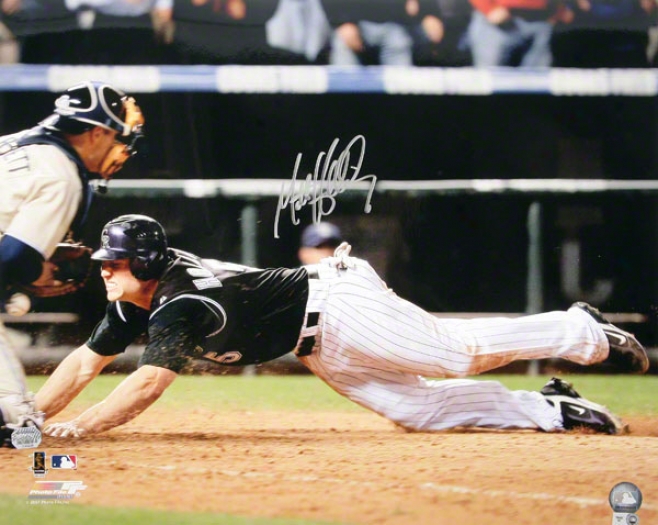 Matt Holliday Colorado Rockies - Homeplate Slide - Autographed 16x20 Photograph