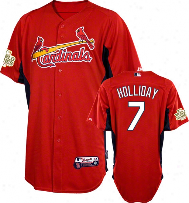 Matt Holliday Jersey: St. Louis Cardinals #7 Scarlet Authentic Cool Base␞ On-field Batting Acting out Jersey With 2011 World Series Participant Patch